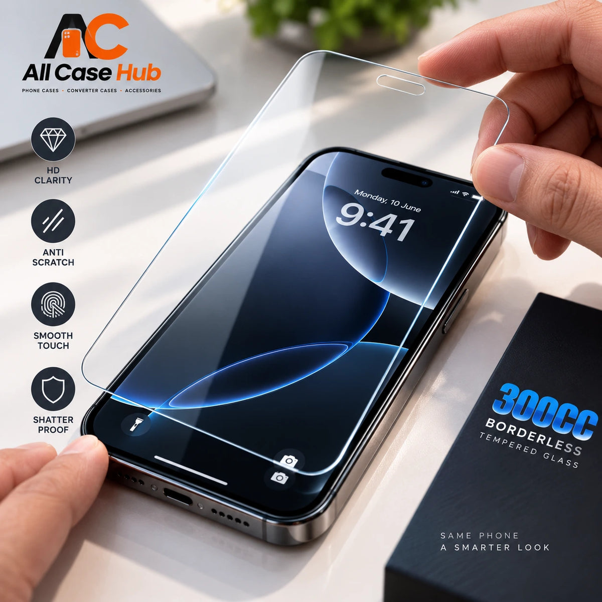 300CC Borderless Tempered Glass Screen Protector — iPhone