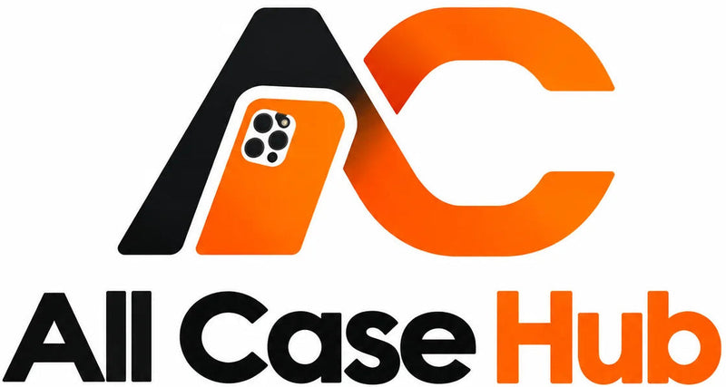 All Case Hub logo featuring stylized black and orange 'AC' letters with a smartphone case graphic, and the text 'All Case Hub' with 'PHONE CASES • CONVERTER CASES • ACCESSORIES' on a white background.