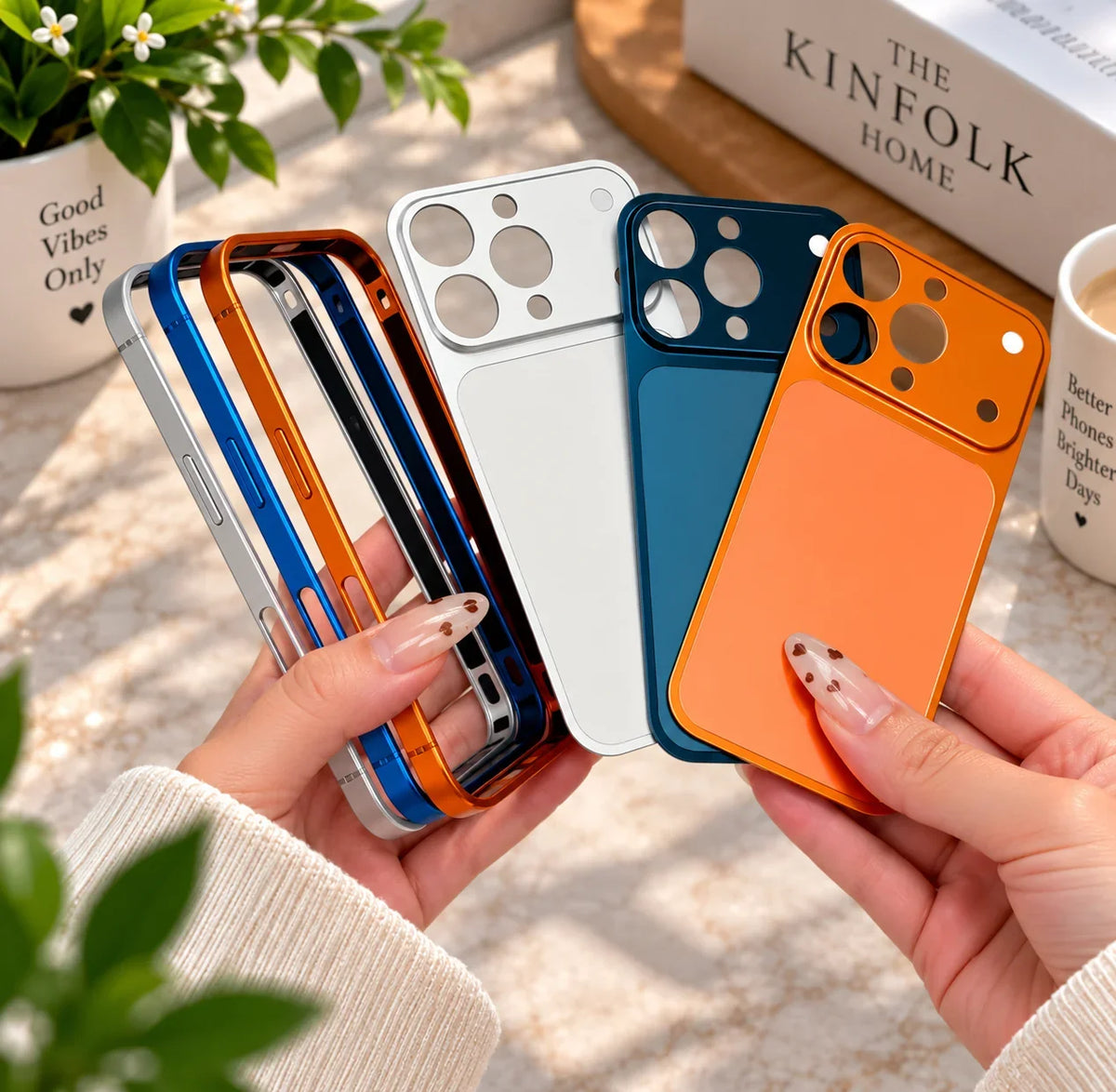 iPhone 17 converter cases in all colours held in both hands