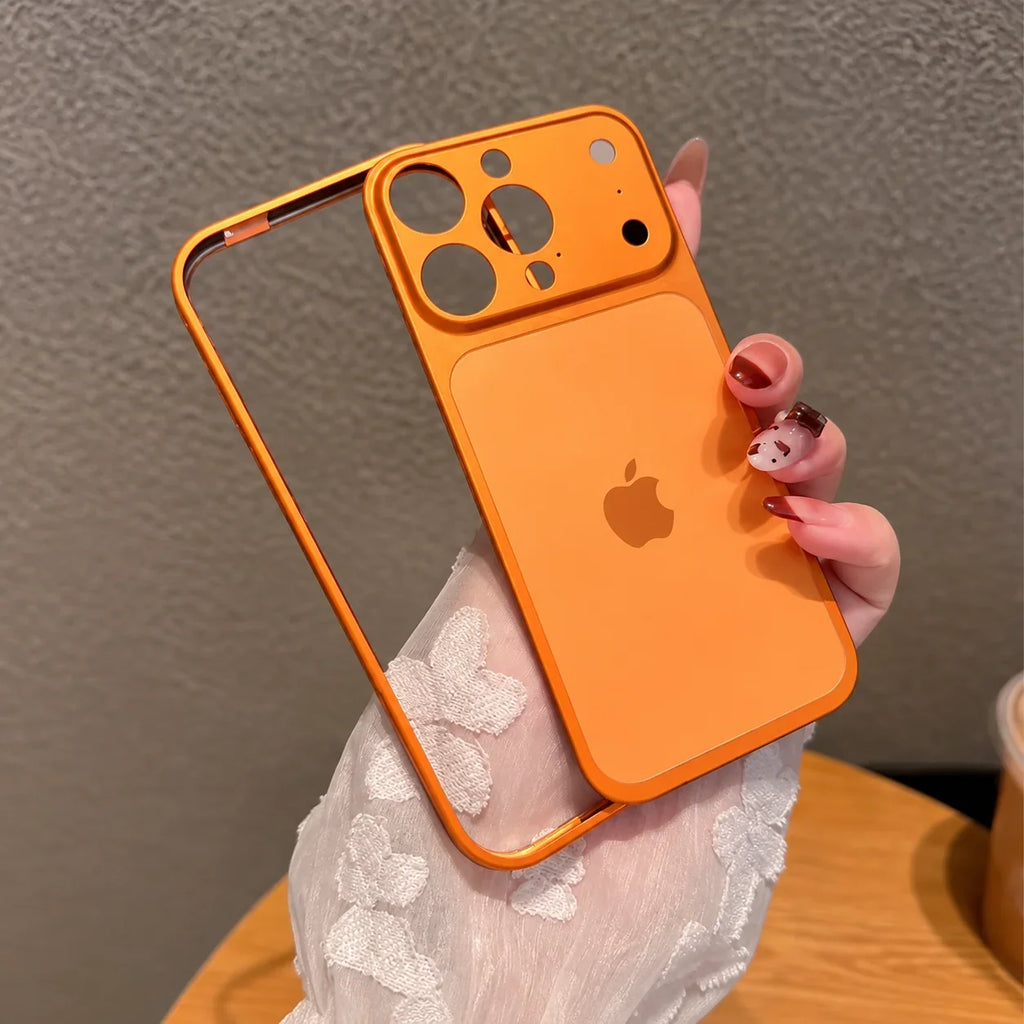 Orange iPhone 17 converter case held in hand